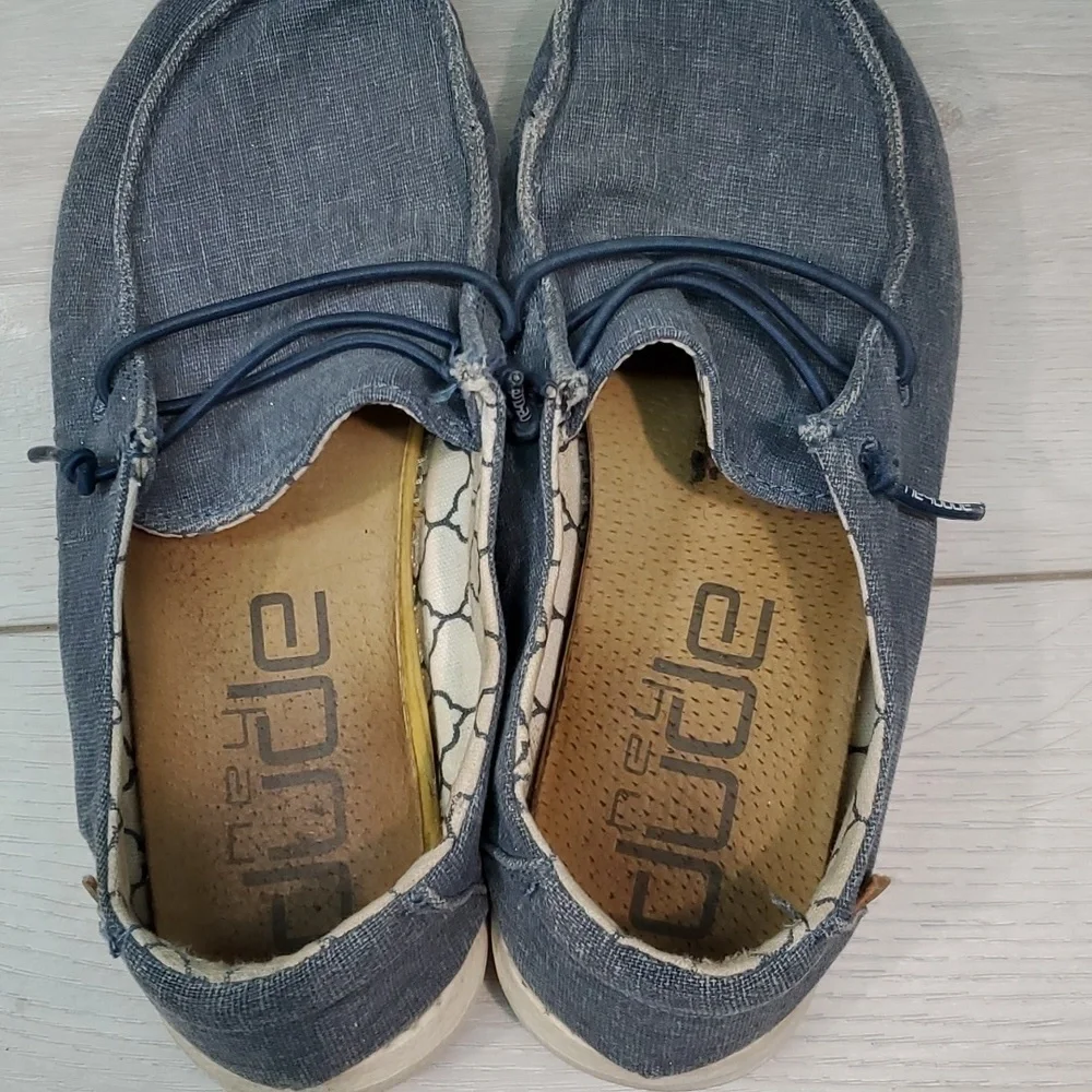 Hey Dude Kids Wendy Youth Sparkling Denim Loafer Slip on shoes sz Y2-L3